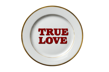 Elegant plate with true love on a clear background