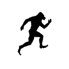 Solid black silhouette of a werewolf running
