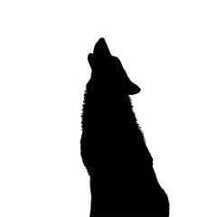 Solid black silhouette of a werewolf howling