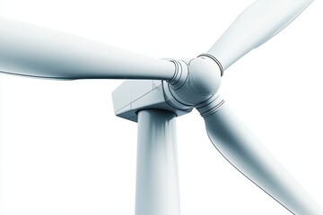 Close-up of a wind turbine's rotor and nacelle