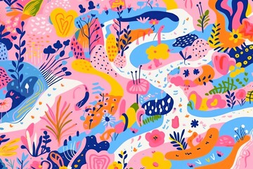 Vibrant floral pattern abstract painting graphics.
