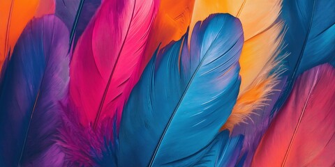 Obraz premium Background of beautiful colorful bird feathers.