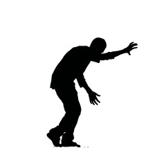 Solid black silhouette of a zombie reaching