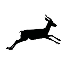 Solid black silhouette of an antelope running