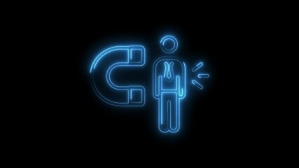 Neon magnet attracting businessman talent acquisition strategy and recruitment digital marketing concept
