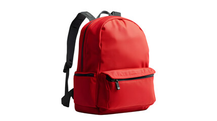 Red Backpack Isolated on Transparent Background for Professional Designs