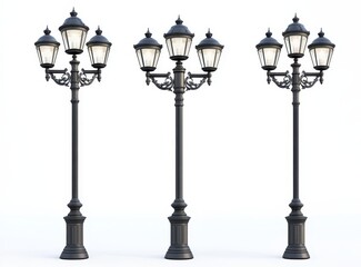 Elegant three-light classic street lamps