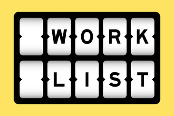 Black color in word work list on slot banner with yellow color background