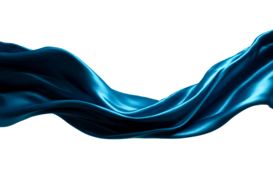 Flowing blue silk fabric with smooth curves and elegant drapes