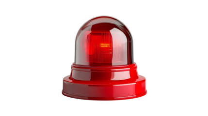 Bright Red Emergency Siren on Transparent Background for Safety and Alert Concept