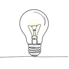 Illuminating Idea: An artistic line drawing of a light bulb shines as a symbol of creativity and innovation. Showcasing the clean lines and thoughtful concept.