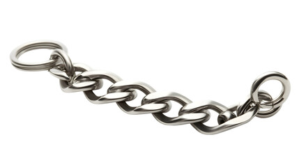 Fototapeta premium Elegant Silver Keyring and Chain on White Background for Professionals