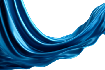 Flowing blue silk fabric with a smooth texture and elegant drape