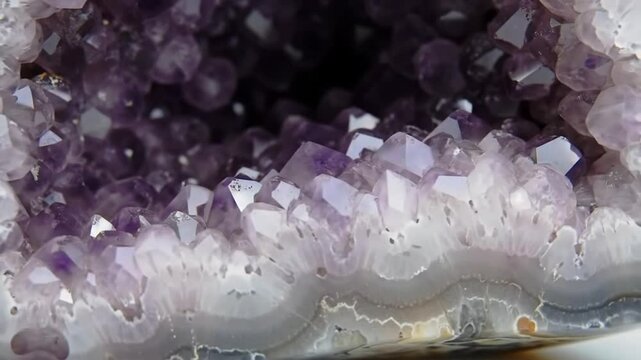 Close-up Rotating Amethyst Geode Crystal