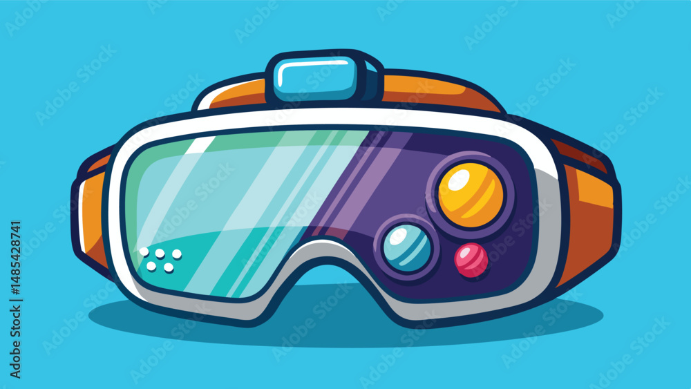 Poster colorful vector illustration of gaming glasses showcasing vibrant buttons and a sleek design for mod