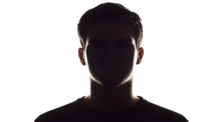 Professional Silhouette of Unknown Male Person on White Background