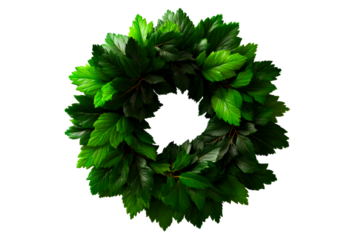 Green leaf wreath with vibrant foliage for seasonal decor