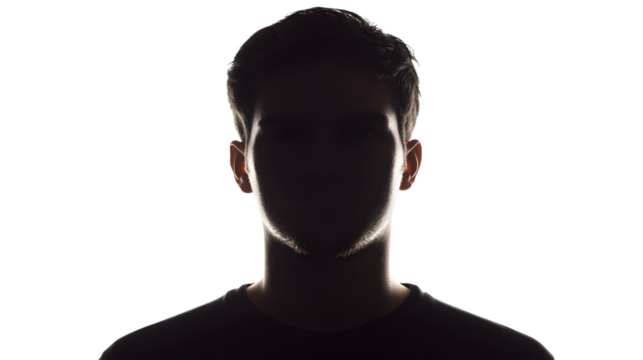 Professional Silhouette of Unknown Male Person on White Background