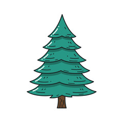 Simple Cartoon Illustration of Green Christmas Tree