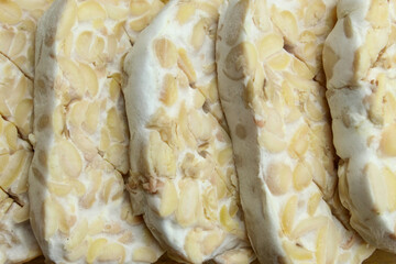 close up of raw tempeh pieces