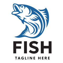 Fish Logo Design - Blue Fish Illustration with Tagline