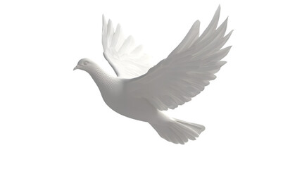 Obraz premium Elegant White Dove Isolated on White Background for Peace Symbolism