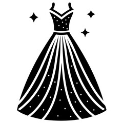 Elegant dress with stars silhouette vector illustration
