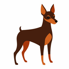 Beautiful vector artwork of a Miniature Pinscher dog, featuring its alert expression and sleek body, perfect for pet-themed digital designs and products.
