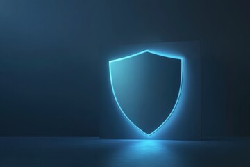 Creative graphic layout for secure advertising concept with glowing shield design