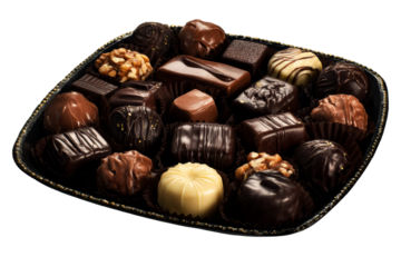 Delicious assorted chocolates on a transparent background