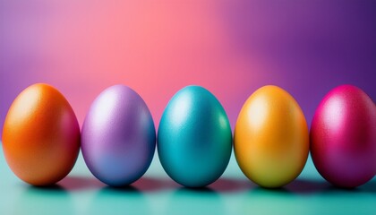 bright and colorful easter eggs on a clean colorful background generative ai