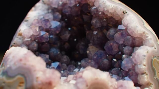 Slow Pan Across Multi-colored Geode Crystals