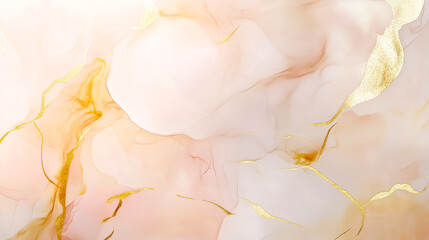 Abstract art featuring soft pink hues blended with golden accents for a modern and elegant design.
