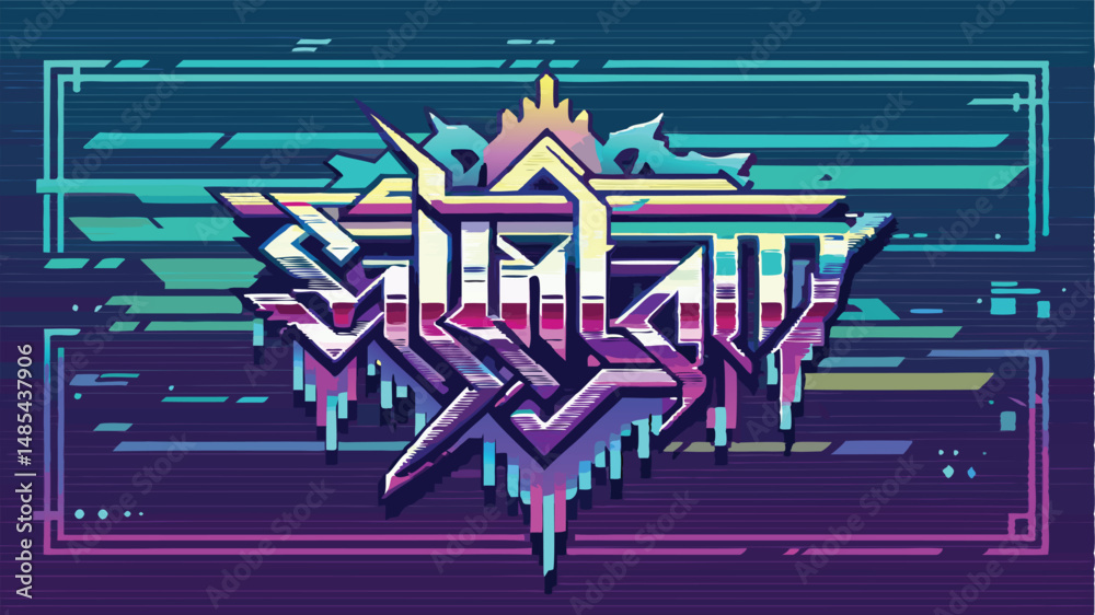 Aufkleber bright and colorful vector illustration showcasing vibrant geometric shapes and typography with a fu