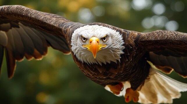 Majestic Bald Eagle in Flight Closeup