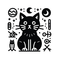Modern Cat icon and cat illustration