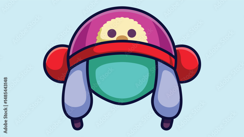 Poster cute cartoon character in a space helmet travels through a colorful background showcasing a whimsica