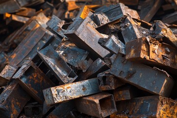 Jumbled Heap of Scrap Metal: A Diverse Collection of Iron and Steel in a Junkyard
