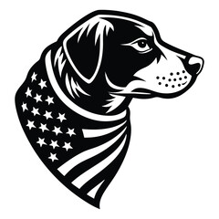Dog wearing flag bandana icon, dog wearing flag bandana silhouette vector illustration