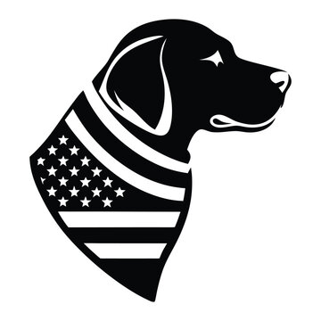black dog with american flag collar clip art preview