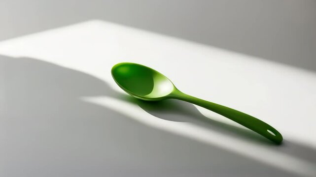 Recording of a green spoon serving as a implement