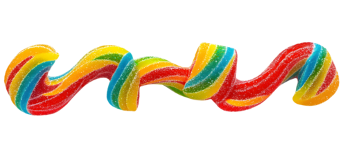Gummy candy stripe, isolated on white background, full depth of field