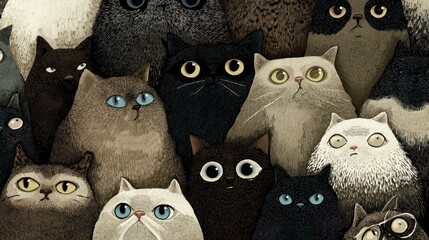 A Crowd of Curious Cats: An Adorable Gathering of Feline Friends