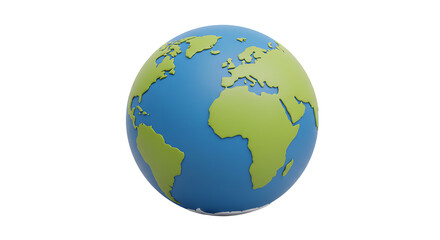 Earth globe world map green and blue continents