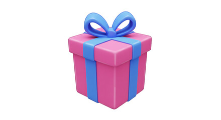 Fototapeta premium Pink gift with blue ribbon