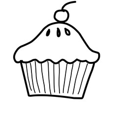 cupcake vector illustration. Single cupcake with frosting and cherry.