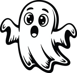 Obraz premium Surprised Halloween Ghost Cartoon