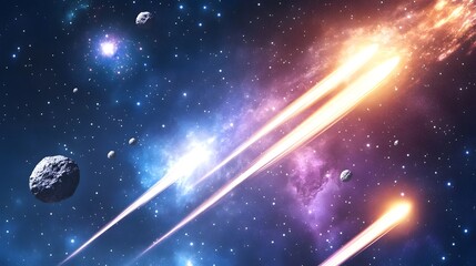 High definition white background universe filled comet icy celestial body space rock vapor trail passing near vibrant galaxy designed astronomy educational visuals cut out isolated transparent