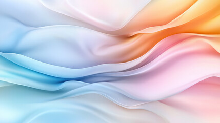 Smooth, flowing abstract background with soft pastel colors of blue, pink, and orange, creating serene atmosphere