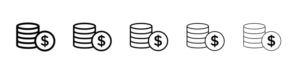 Money coin icon symbol pictogram. stroke designs.